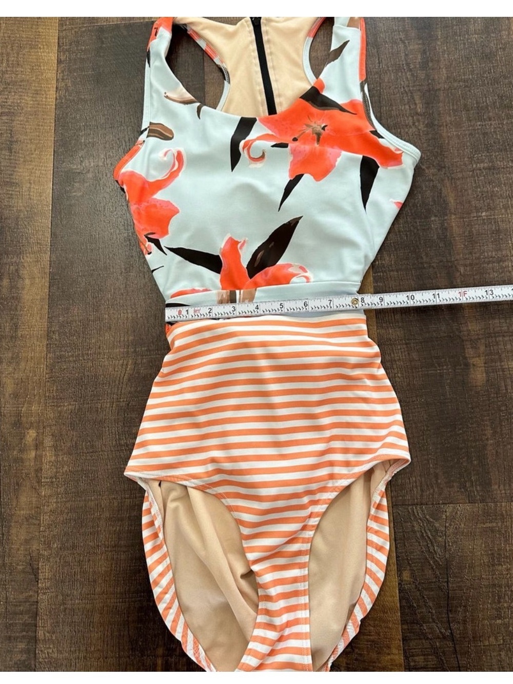 Albion Fit Seaworthy Floral/Striped One Piece Swimsuit Size Small - Picture 2 of 5